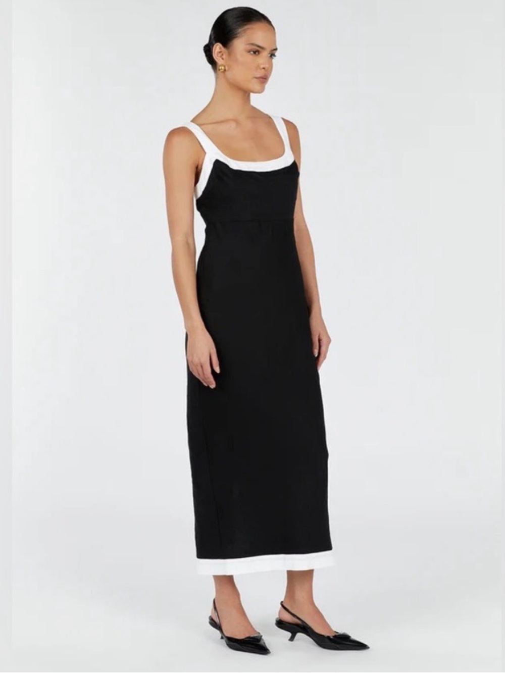 DISSH Carter Midi/Maxi Length Dress 100% Linen Sleeveless In Black Size 8